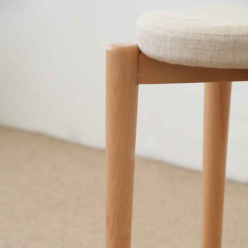 Solidwood Milan Stool with Cushion, 41.5X45cm, Beech & Green