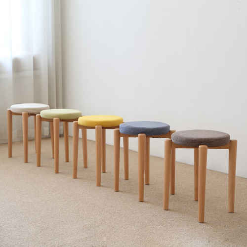 Solidwood Milan Stool with Cushion, Beech & Brown