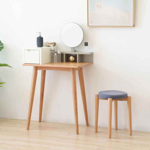 Solidwood Milan Stool with Cushion, Beech & Blue