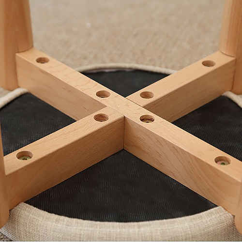 Solidwood Milan Stool with Cushion, Beech & Blue