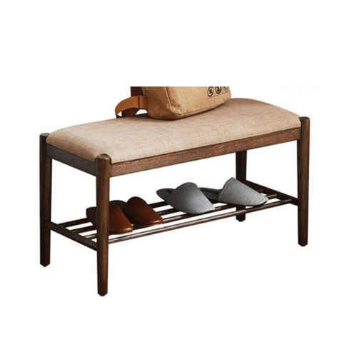 Solidwood Fuji Shoe Bench with cushion, 80x35x42cm, Walnut