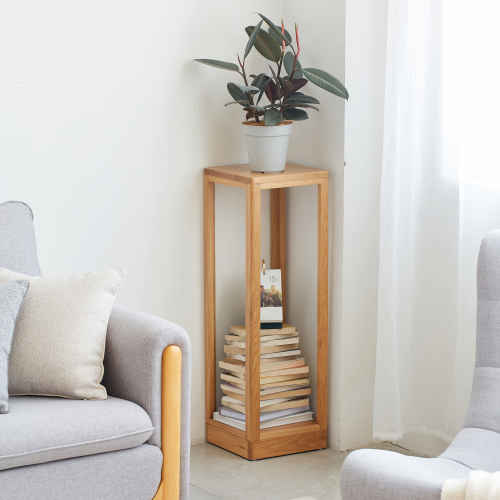 Solidwood Berlin Plant Stand, 30x30x92cm, Oak