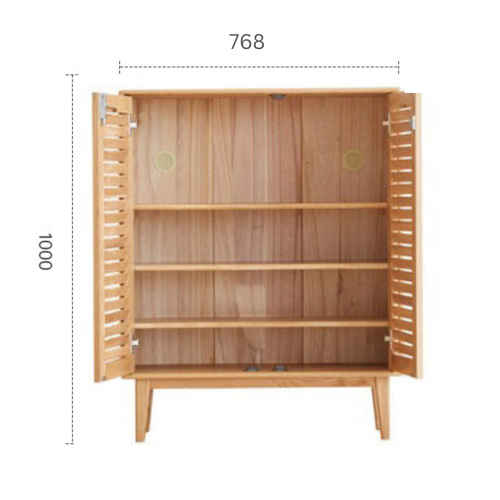 Solidwood Bailey Shoe Cabinet, 80x35x100cm, Oak