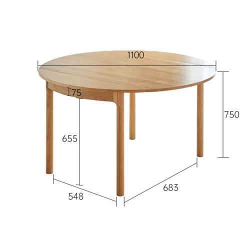 Solidwood Norway Folding Dining Table, Round, 110x75cm, Oak