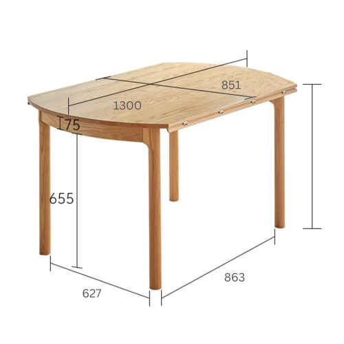 Solidwood Norway Folding Dining Table, Round, 130x75cm, Oak