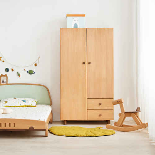 Solidwood Ayla Wardrobe, 100x52x180cm, Beech