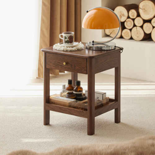Solidwood Kano Bedside Table, 38x35x47cm, Walnut