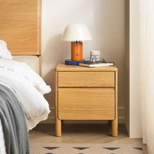 Solidwood Wind Bedside Table, 40x36x45cm, Oak