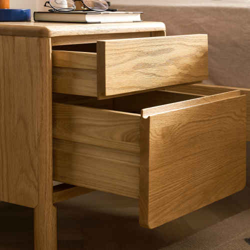 Solidwood Wind Bedside Table, 40x36x45cm, Oak