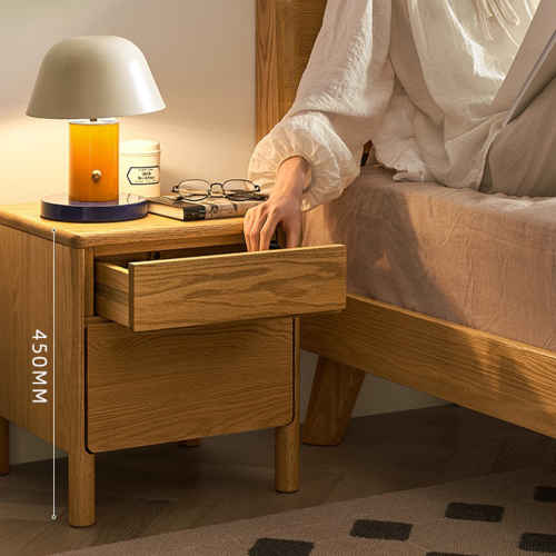 Solidwood Wind Bedside Table, 40x36x45cm, Oak