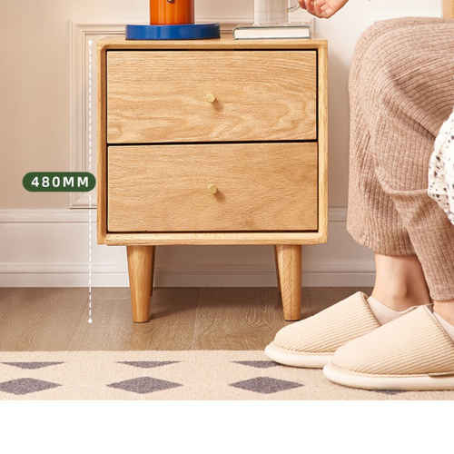 Solidwood Fuji Bedside Table, 40x35x48cm, Oak