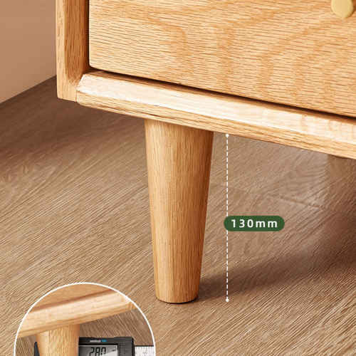 Solidwood Fuji Bedside Table, 40x35x48cm, Oak