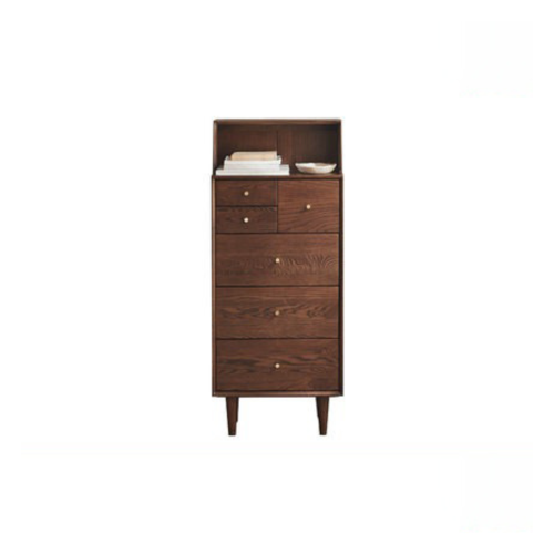 Solidwood Fuji Chest of 6 Drawers, 50x40x120cm, Walnut