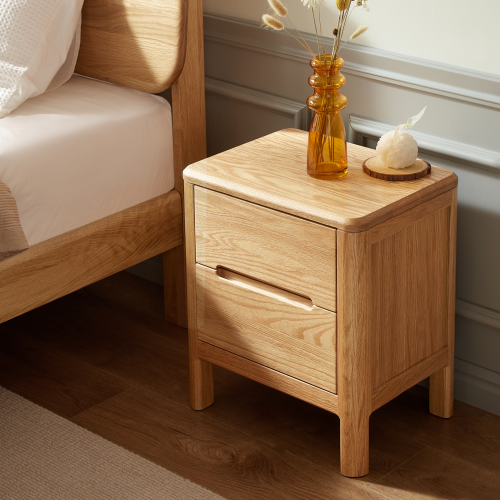 Solidwood Norway Bedside Table with 2 Drawers