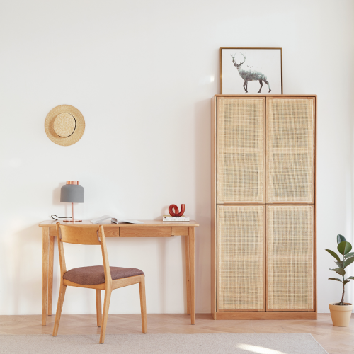 Solidwood Bailey Desk with 2 Drawers, Natural