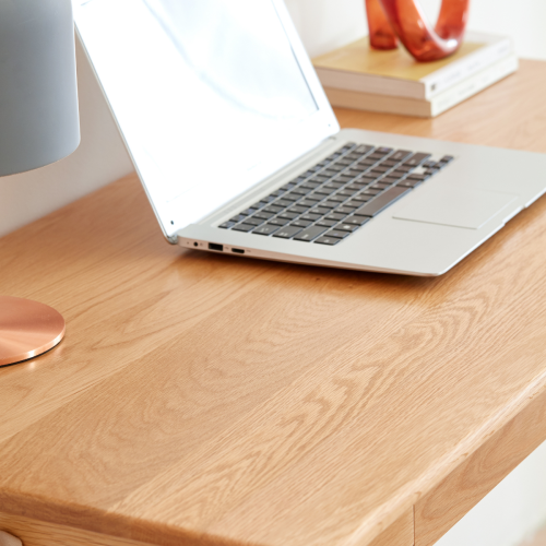 Solidwood Bailey Desk with 2 Drawers, Natural