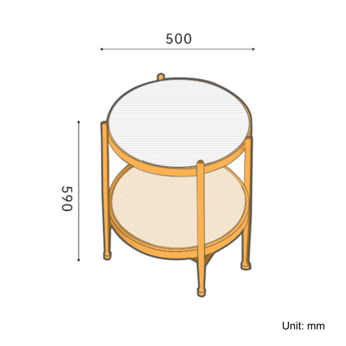 Solidwood Calamo Rattan Side Table, 52x52x60cm