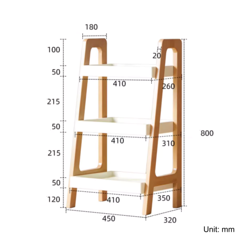 Solidwood Bailey Shelving Unit, 3-Tier