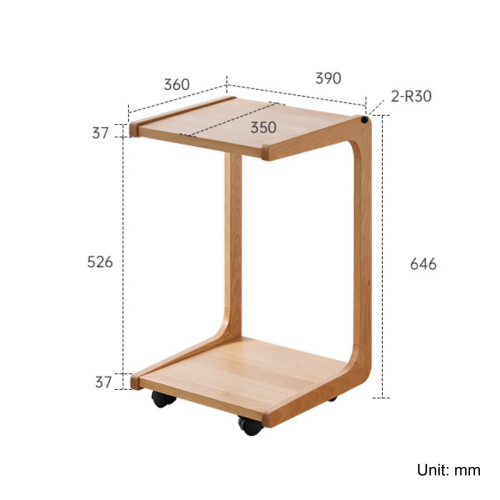 Solidwood Bailey Side Table with Wheels