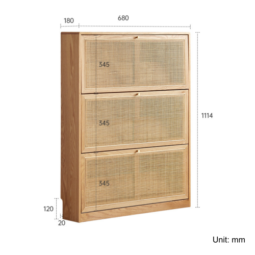 Solidwood Calamo Rattan Shoe Cabinet 68cm