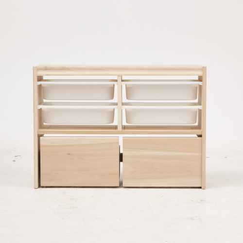 Solidwood Mio Kids Toy Storage Combination with 2 Drawers and 4 Boxes