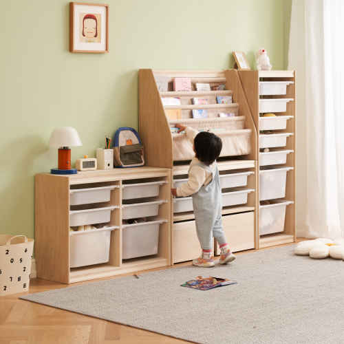 Solidwood Mio Kids Toy Storage Combination with 2 Drawers and 4 Boxes