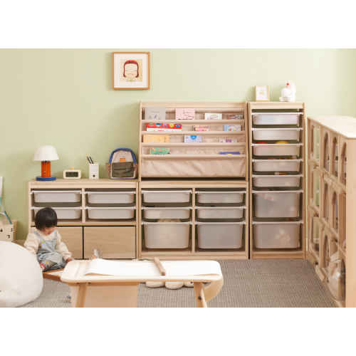 Solidwood Mio Kids Toy Storage Combination with 2 Drawers and 4 Boxes