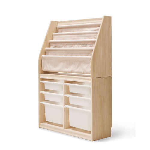 Solidwood Mio Kids Bookshelf + Toy Storage Combination, Set of 2