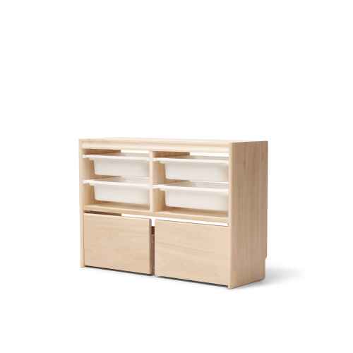 Solidwood Mio Kids Bookshelf + Toy Storage Combination with 2 Drawers, Set of 2