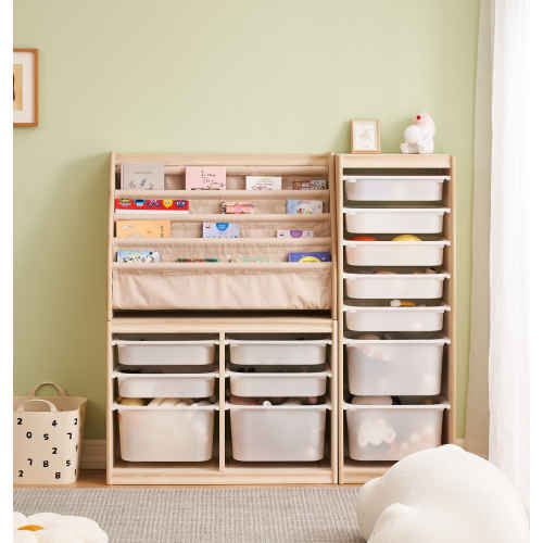 Solidwood Mio Kids Bookshelf + Toy Storage Combination, Set of 3