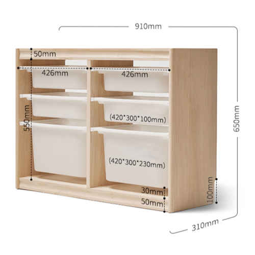 Solidwood Mio Kids Bookshelf + Toy Storage Combination, Set of 3