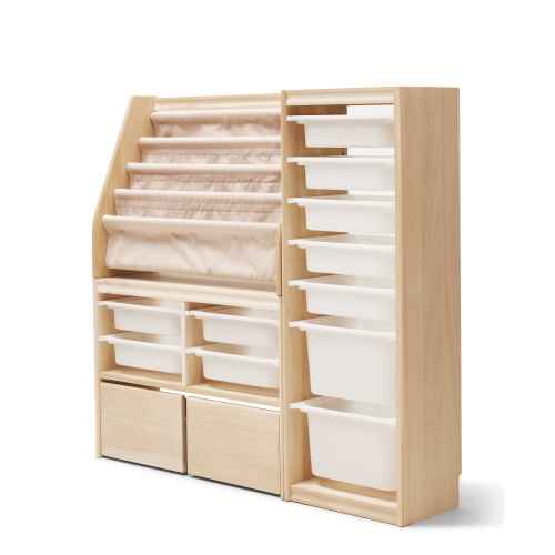 Solidwood Mio Kids Bookshelf + Toy Storage Combination with 2 Drawers, Set of 3