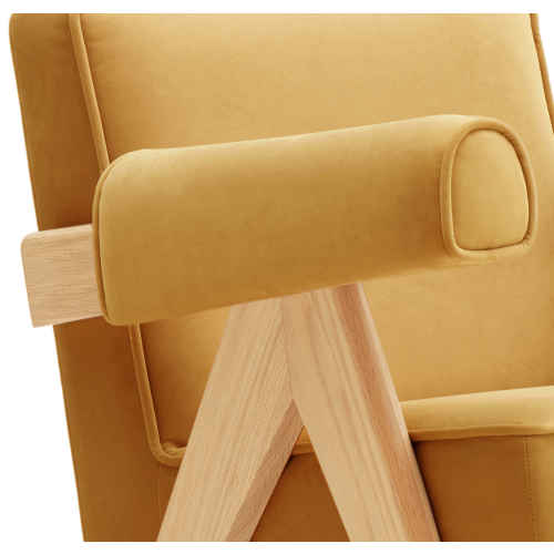 Solidwood Amber Flannelette Armchair, Yellow & Oak