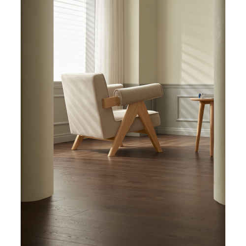 Solidwood Amber Flannelette Armchair, Beige & Oak