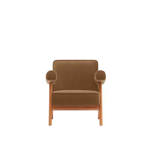 Solidwood Amber Leathaire Armchair, Brown & Cherrywood