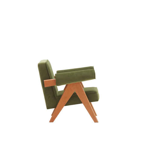 Solidwood Amber Leathaire Armchair, Green & Cherrywood