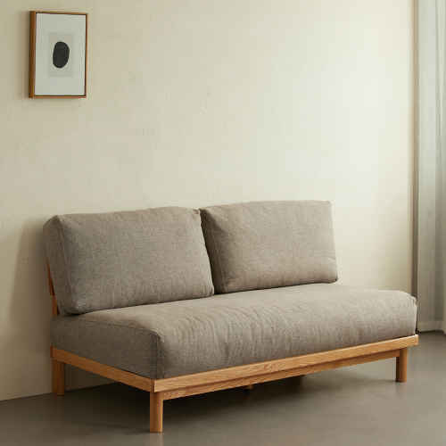 Solidwood Amber Sofa, 150cm, Grey & Natural