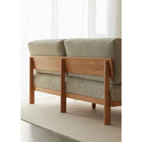 Solidwood Amber Sofa, 150cm, Grey & Natural