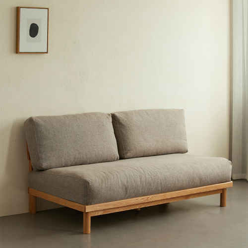 Solidwood Amber 2.5-Seater Sofa, Grey & Natural