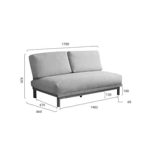 Solidwood Amber Sofa, 170cm, Grey & Natural