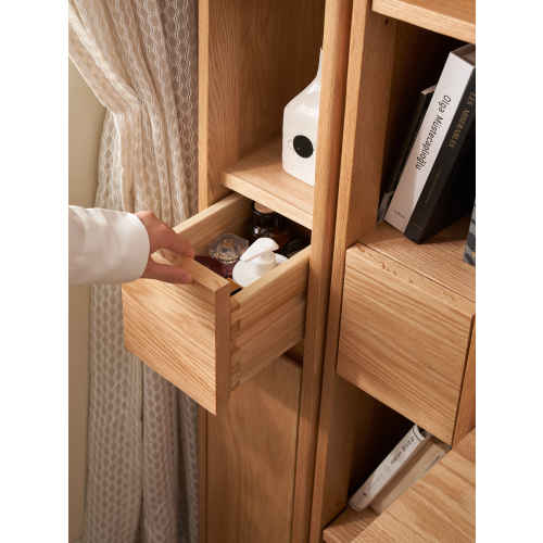 Solidwood Amber Bookcase with 1 Drawer and 1 Cabinet