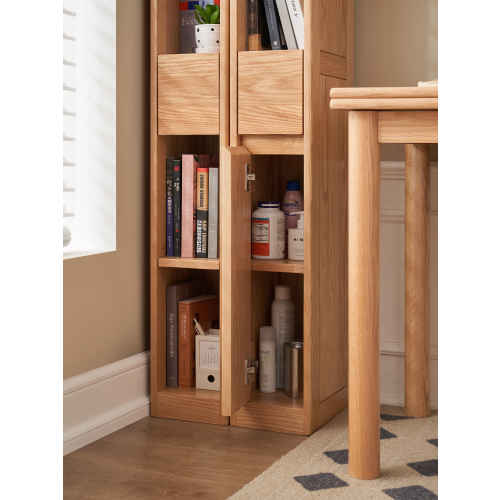 Solidwood Amber Bookcase with 1 Drawer and 1 Cabinet