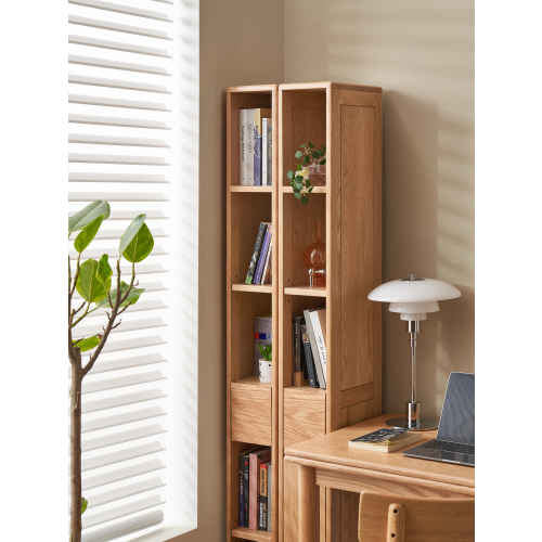 Solidwood Amber Bookcase with 1 Drawer and 1 Cabinet