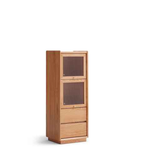 Solidwood Amber 2-Tier Storage Cabinet with 2 Drawers