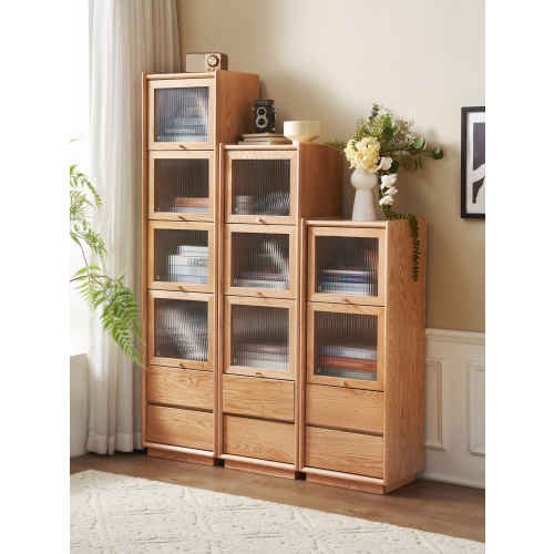 Solidwood Amber 2-Tier Storage Cabinet with 2 Drawers