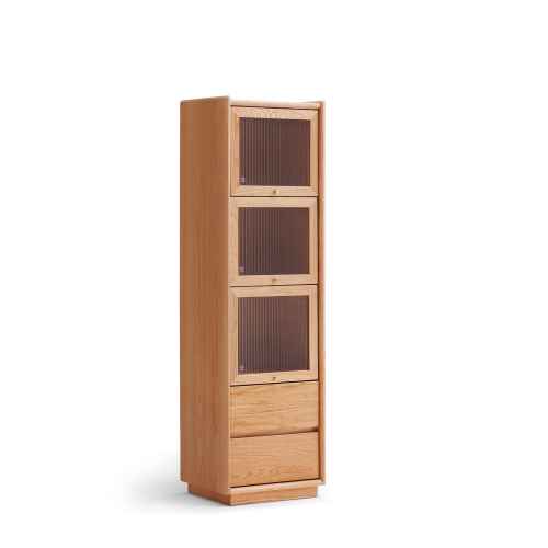 Solidwood Amber 3-Tier Storage Cabinet with 2 Drawers