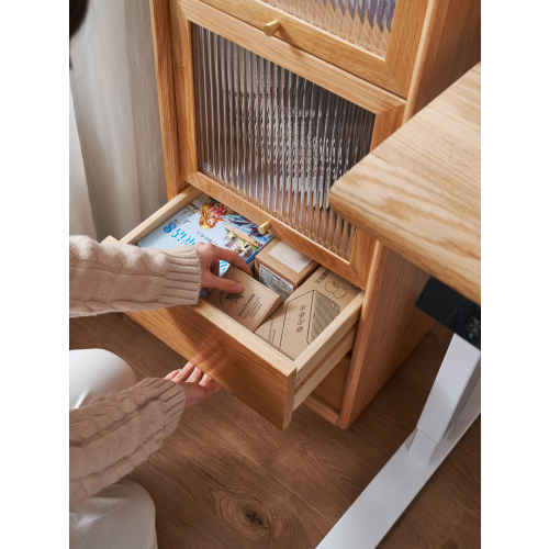 Solidwood Amber 3-Tier Storage Cabinet with 2 Drawers