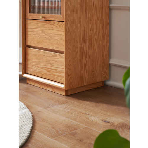 Solidwood Amber 3-Tier Storage Cabinet with 2 Drawers