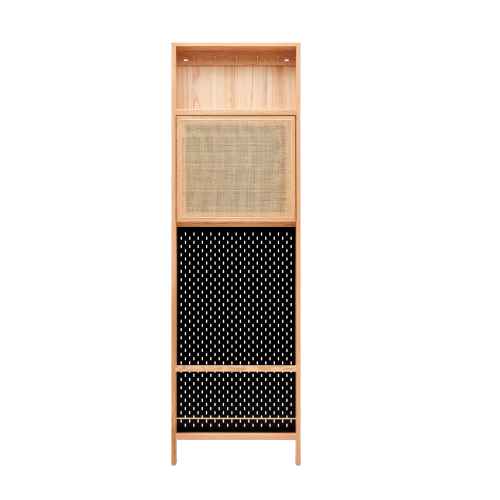 Solidwood Amber Pegboard Storage Rack with Mirror