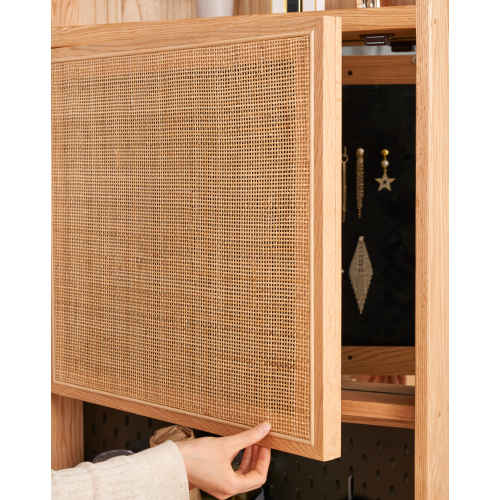 Solidwood Amber Pegboard Storage Rack with Mirror